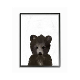 Baby Black Bear Animal Kids Painting 16"x20" Oversized Black Framed Giclee Texturized Art