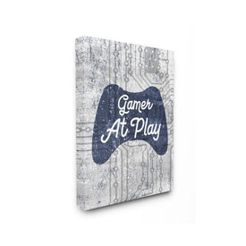 Gamer at Play Quote Video Game Technology Boys 16"x20" Stretched Canvas Wall Art