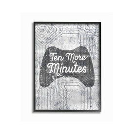 Ten More Minutes Video Game Controller Gaming Words 11"x14" Black Framed Giclee Texturized Art