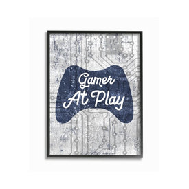 Gamer at Play Quote Video Game Technology Boys 16"x20" Oversized Black Framed Giclee Texturized Art