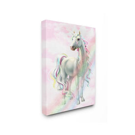 Unicorn Rainbow Clouds Pink Children's Dream Fantasy 30"x40" XXL Stretched Canvas Wall Art