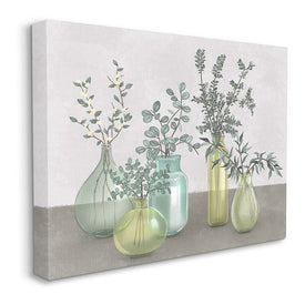 Plants In Vases Neutral Gray Design 16"x20" Stretched Canvas Wall Art