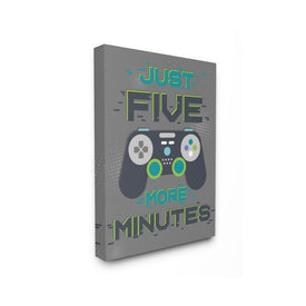 Just Five More Minutes Kid's Video Game Phrase 24"x30" Oversized Stretched Canvas Wall Art