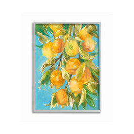 Ripe Lemon Tree Distortion 24"x30" Oversized Rustic Gray Framed Giclee Texturized Art