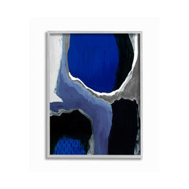 Abstract Masculine Cobalt Blue Gray Black Design 16"x20" Oversized Rustic Gray Framed Giclee Texturized Art