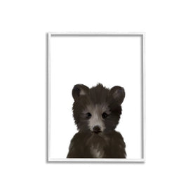 Baby Black Bear Animal Kids Painting 16"x20" White Framed Giclee Texturized Art