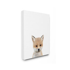 Baby Fox Animal Kids Painting 16"x20" Stretched Canvas Wall Art