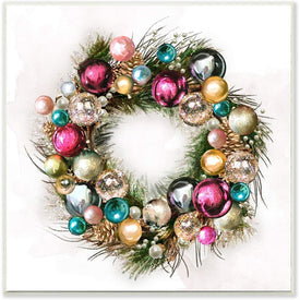 Festive Ornamental Wreath Minimal Christmas Charm 12"x12" Wall Plaque Art