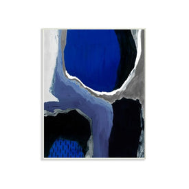 Abstract Masculine Cobalt Blue Gray Black Design 13"x19" Oversized Wall Plaque Art