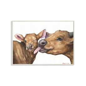 Cute Baby Cow Animal Watercolor Painting 13"x19" Oversized Wall Plaque Art