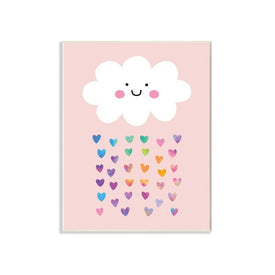 Raining Rainbow Hearts with Happy Cloud 13"x19" Oversized Wall Plaque Art