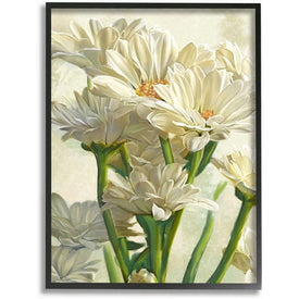 Study of White Daisy Petals Spring Florals 11"x14" Black Framed Giclee Texturized Art
