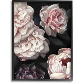 Clustered Pink and White Florals Elegant Flowers 11"x14" Black Framed Giclee Texturized Art