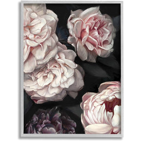 Clustered Pink and White Florals Elegant Flowers 24"x30" Oversized Rustic Gray Framed Giclee Texturized Art