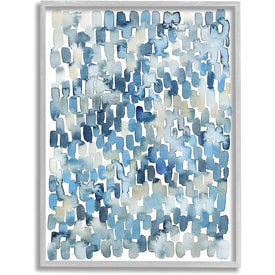 Coastal Tile Abstract Soft Blue Beige Shapes 24"x30" Oversized Rustic Gray Framed Giclee Texturized Art