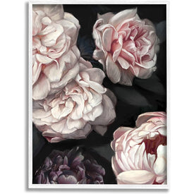 Clustered Pink and White Florals Elegant Flowers 11"x14" White Framed Giclee Texturized Art