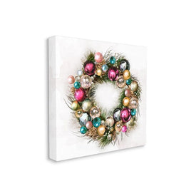 Festive Ornamental Wreath Minimal Christmas Charm 36"x36" XXL Stretched Canvas Wall Art