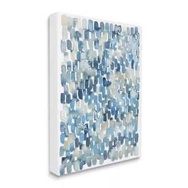 Coastal Tile Abstract Soft Blue Beige Shapes 16"x20" Stretched Canvas Wall Art