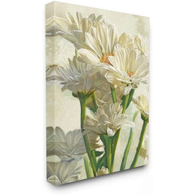 Study of White Daisy Petals Spring Florals 16"x20" Stretched Canvas Wall Art