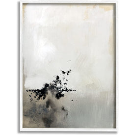 Minimal Neutral Abstract Painting Black Splatter 24"x30" Oversized White Framed Giclee Texturized Art