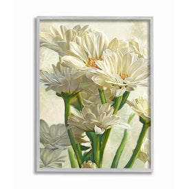 Study of White Daisy Petals Spring Florals 24"x30" Oversized Rustic Gray Framed Giclee Texturized Art