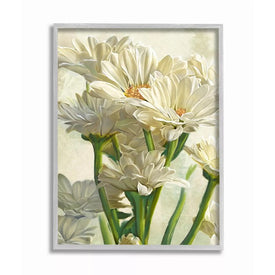 Study of White Daisy Petals Spring Florals 11"x14" Rustic Gray Framed Giclee Texturized Art