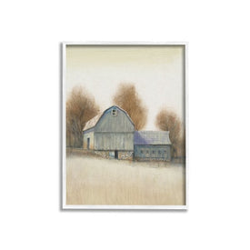 Vintage Farm Barn Stable Neutral Autumn Tones 24"x30" Oversized White Framed Giclee Texturized Art