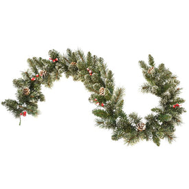 6' Unlit Artificial Snow Cashmere Mix Pine Garland with 106 tips, Pine Cones and Berries