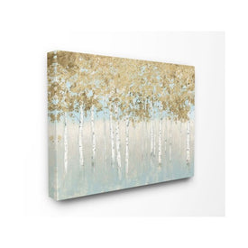 Abstract Gold Tree Landscape Painting 16"x20" Stretched Canvas Wall Art