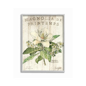 French Magnolias In Spring 24"x30" Oversized Rustic Gray Framed Giclee Texturized Art