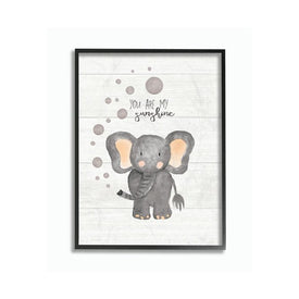 You Are My Sunshine Elephant 16"x20" Oversized Black Framed Giclee Texturized Art