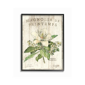 French Magnolias In Spring 24"x30" XXL Black Framed Giclee Texturized Art