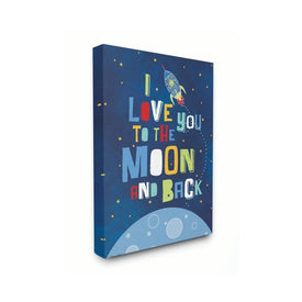 I Love You Moon and Back Rocket Ship 16"x20" Stretched Canvas Wall Art