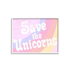 Save The Unicorns 16"x20" White Framed Giclee Texturized Art