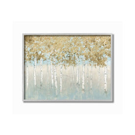 Abstract Gold Tree Landscape Painting 16"x20" Oversized Rustic Gray Framed Giclee Texturized Art