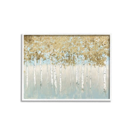Abstract Gold Tree Landscape Painting 16"x20" White Framed Giclee Texturized Art
