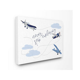 Never Stop Exploring Airplanes 24"x30" Oversized Stretched Canvas Wall Art
