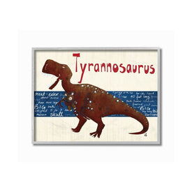 Tyrannosaurus Dinosaur 11"x14" Rustic Gray Framed Giclee Texturized Art