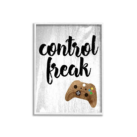 Control Freak Wood Texture Sign with Video Game Controller 16"x20" White Framed Giclee Texturized Art