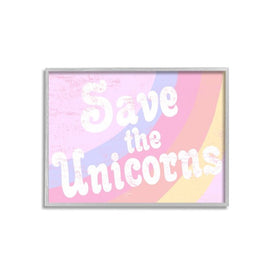 Save The Unicorns 16"x20" Oversized Rustic Gray Framed Giclee Texturized Art