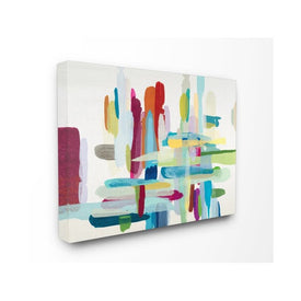 Colorful Cross Hatch Abstraction 16"x20" Stretched Canvas Wall Art