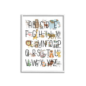 Tribal Animals ABCs 11"x14" White Framed Giclee Texturized Art