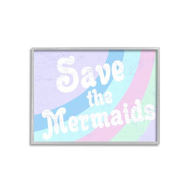 Save The Mermaids 16"x20" Oversized Rustic Gray Framed Giclee Texturized Art