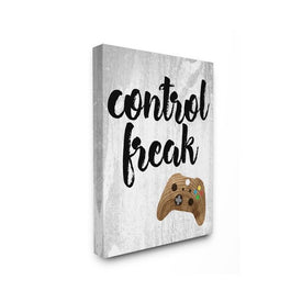 Control Freak Wood Texture Sign with Video Game Controller 24"x30" Oversized Stretched Canvas Wall Art