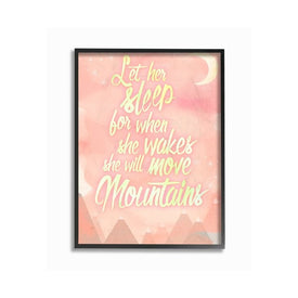 Let Her Sleep Pink Watercolor Mountains 24"x30" XXL Black Framed Giclee Texturized Art