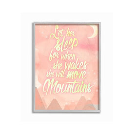Let Her Sleep Pink Watercolor Mountains 16"x20" Oversized Rustic Gray Framed Giclee Texturized Art