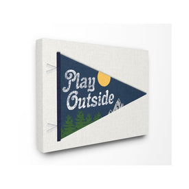 Play Outside Nature Pennant Blue 16"x20" Stretched Canvas Wall Art