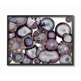 Gray and Purple Abstract Geode 16"x20" Oversized Black Framed Giclee Texturized Art
