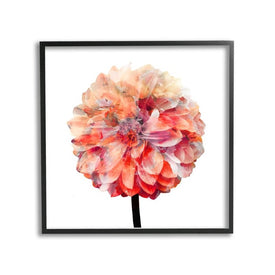 Bright Coral Watercolor Bloom Dahlia Flower 12"x12" Black Framed Giclee Texturized Art