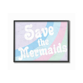 Save The Mermaids 24"x30" XXL Black Framed Giclee Texturized Art